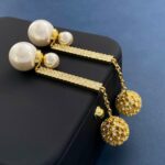 Dior Ball Bubble Pearl Earrings Gold For Women