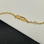 Dior Big Pearl Necklace Gold For Women