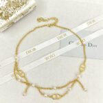 Dior CD Double-Layer Tassel Pearl Necklace Gold For Women