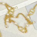 Dior CD Double-Layer Tassel Pearl Necklace Gold For Women