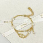 Dior CD Double Tassel Pearl Bracelet Gold For Women