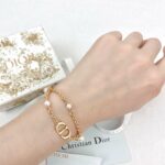 Dior CD Double Tassel Pearl Bracelet Gold For Women