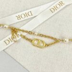 Dior CD Double Tassel Pearl Bracelet Gold For Women