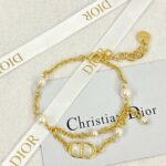 Dior CD Double Tassel Pearl Bracelet Gold For Women