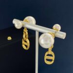 Dior Double Letter Plastic Bubble Pearl Earrings Gold For Women