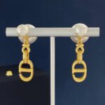 Dior Double Letter Plastic Bubble Pearl Earrings Gold For Women