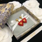 Dior Heart-Shaped Earrings Red For Women