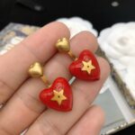 Dior Heart-Shaped Earrings Red For Women