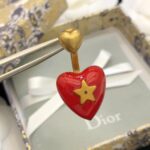 Dior Heart-Shaped Earrings Red For Women
