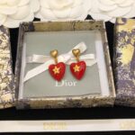 Dior Heart-Shaped Earrings Red For Women