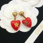 Dior Heart-Shaped Earrings Red For Women