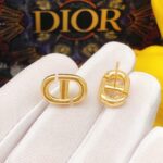 Dior Mini Pig Nose CD Pearl Earrings Gold For Women