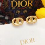 Dior Mini Pig Nose CD Pearl Earrings Gold For Women