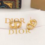 Dior Mini Pig Nose CD Pearl Earrings Gold For Women