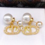 Dior Rice Grain CD Letter Earrings Gold For Women
