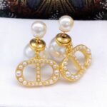 Dior Rice Grain CD Letter Earrings Gold For Women