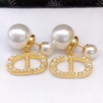 Dior Rice Grain CD Letter Earrings Gold For Women