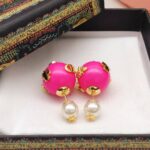 Dior Small Pearl Earrings Pink For Women