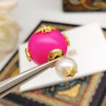 Dior Small Pearl Earrings Pink For Women