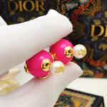 Dior Small Pearl Earrings Pink For Women