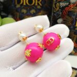 Dior Small Pearl Earrings Pink For Women