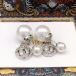 Dior Small Pearls Earrings Silver For Women