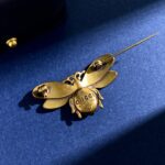 Gucci Bee Series Pearl Red Diamond Bee Brooch Gold For Women