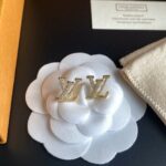 Louis Vuitton Letterhead Earrings Gold For Women