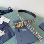 Dior 30 Montaigne Reversible Belt Blue For Women