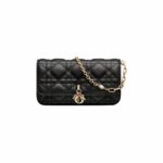 Christian Dior Lady Dior Phone Pouch Black For Women S0977ONMJ_M900- 7.5 Inches/ 18. 5 Cm