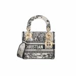 Christian Dior Mini Lady D-Lite Latte and Black Bag For Women M0500ORHZ_M941- 6.5 Inches/ 17 Cm