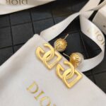 Dior DG Letter Pearl Earrings Gold For Women