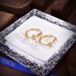 Dior Letter Earrings White For Women