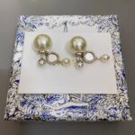 Dior Mirror Beads Double Bead Earrings Gold For Women