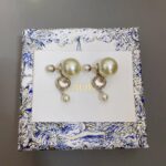 Dior Mirror Beads Double Bead Earrings Gold For Women