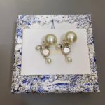 Dior Mirror Beads Double Bead Earrings Gold For Women