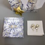 Dior Mirror Beads Double Bead Earrings Gold For Women