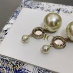 Dior Mirror Beads Double Bead Earrings Gold For Women