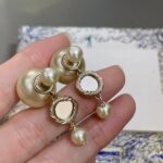 Dior Mirror Beads Double Bead Earrings Gold For Women
