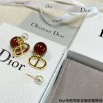 Dior Pearl Letter Earrings Gold For Women