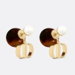 Dior Pearl Letter Earrings Gold For Women