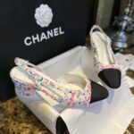 Chanel Woolen High Heel Slingback Sandals Pink For Women