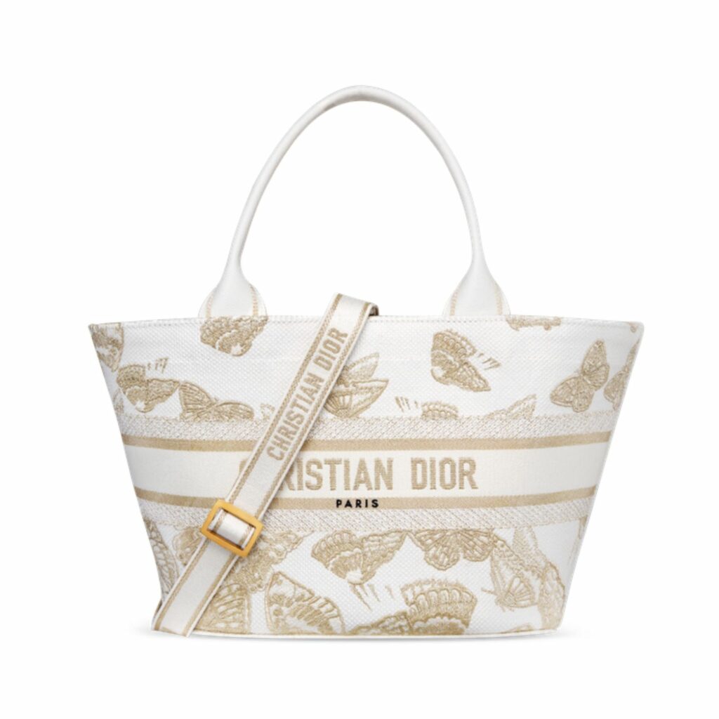 Christian Dior Hat Basket White And Gold-Tone Bag