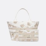 Christian Dior Hat Basket White And Gold-Tone Bag For Women M1328CECH_M01E- 10.5 Inches/ 27 Cm