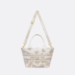 Christian Dior Hat Basket White And Gold-Tone Bag For Women M1328CECH_M01E- 10.5 Inches/ 27 Cm