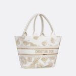 Christian Dior Hat Basket White And Gold-Tone Bag For Women M1328CECH_M01E- 10.5 Inches/ 27 Cm