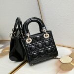 Christian Dior Mini Lady Dior Bag Black For Women 17cm