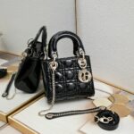 Christian Dior Mini Lady Dior Bag Black For Women 17cm