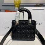 Christian Dior Small Lady Dior Bag Black For Women 8in/20cm