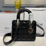Christian Dior Small Lady Dior Bag Black For Women 8in/20cm